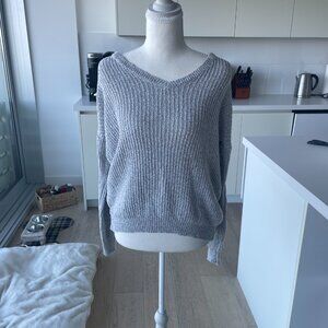 Brandy Melville Grey Ribbed Knit Sweater – One Size